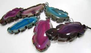 Cuarzo Solar Natural Druzy Single Bail Estalactita Slice Ágata Negro Galvanizado Diseñador Colgante Tamaño Aproximadamente 25-30mm - Product Image 2