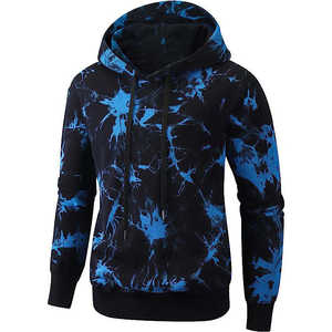 Sudadera con Capucha Azul y Negra con Estampado Casual para Hombre, Sudadera de Invierno - Product Image 2