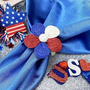 Rond de serviette fleur en rotin fait à la main Décor de table de Noël indien exclusif avec du bois papier métal fabriqué à la main Style parfait - Product Image 3