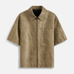 Chaqueta de cuero marrón para hombre Moda Casual Biker Outwear Impermeable Top de invierno con logotipo frontal - Product Image 1
