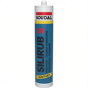 Soudal 300ml Silirub S Cartouche de silicone sanitaire blanche - Fournitures pour salle de bain et toilettes - Product Image 3