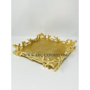 Marvelous Large Size Aluminum <b>Wedding</b> Party Serving Tray Exclusive Quality Gold Plated <b>Chocolate</b> Tray India - Product Image 1