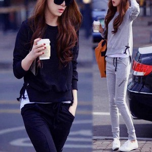 Conjunto de sudadera corta y pantalón de chándal con estilo para mujer, ropa de calle de talla grande de algodón 100% de peso pesado, MOQ bajo - Product Image 1