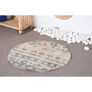Alfombra de retazos de lana de área grande clásica vintage, rectángulo verde beige, 4m de ancho, 2,3x2,3 pies, látex de felpa viscosa para uso en el pasillo - Product Image 3