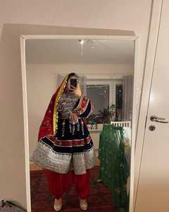 Afghan Kuchi Vestido de novia Ropa rosa y multicolor Kuchi Vestido de novia Tribal Vestido afgano para mujer - Product Image 5