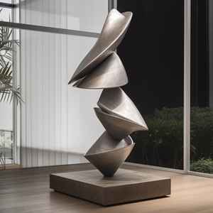 Custom-Made Large Metal Spiral Sculpture Vertical Antique Iron Plated for Home Decoration Black Mockup House Ornament