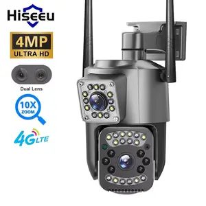 Hiseeu H.265 4MP V380自动跟踪夜视无线Ptz家庭闭路电视安全4g sim卡网络摄像机室外