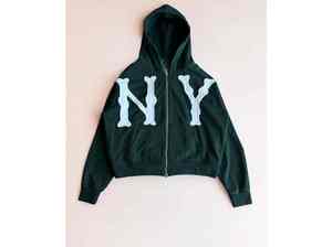 Sweats à capuche en coton mélangé à fermeture éclair brodés en détresse personnalisés disponibles dans toutes les couleurs - Product Image 4