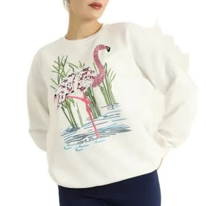 Elegante sudadera de mujer con jersey de hombro caído para otoño logotipo personalizado y diferentes estilos - Product Image 1