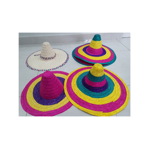 Auténtico Sombrero de Paja Mexicano Tejido a Mano Fibra de Palma Natural Fiesta Sombrero - Product Image 3