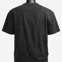 T-shirt Homme Oversize Personnalisé à Panneaux Gaufrés Noir Streetwear Coton Coupe et Couture 3D Manches Courtes Mode Ringer
