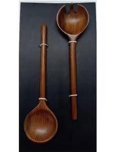 High Quality Round Wood <b>Salad</b> <b>Spoons</b> Server for Home and Restaurant Dining Table Helpful Kitchen Tools - Product Image 3