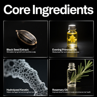 Traitement naturel de croissance des cheveux avec kératine et huile de graines noires stimule les follicules DHT Blocker organique pour cheveux abîmés-en vrac OEM