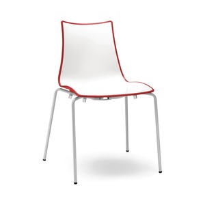 Stackable Two-Tone Polymer <b>Dining</b> <b>Chair</b>, Four-Leg Chrome or Painted Metal Frame, for Restaurant Cafe Hotel and Terrace - Product Image 2