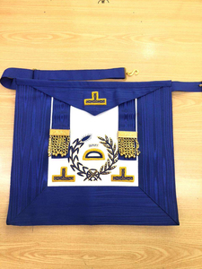 Écusson brodé personnalisé pour tablier maçonnique, motif symbolique couronne de lauriers bleue et dorée, à coudre sur vêtement - Product Image 3