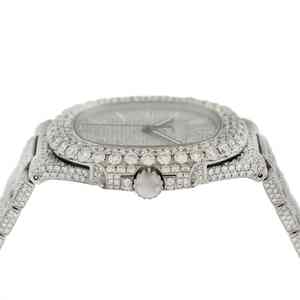 Reloj Mecánico de Lujo, Estilo Antiguo, con Esfera de Diamantes Moissanite, Caja de Acero Inoxidable, Correa de Cuero, Resistente al Agua - Product Image 2