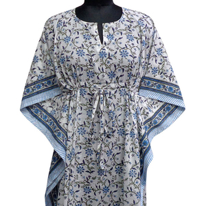 Caftan de plage Confortable Luxe Long Size Hand Block Imprimé Coton doux Voile Caftan Vêtements de nuit à vendre à bas prix - Product Image 3