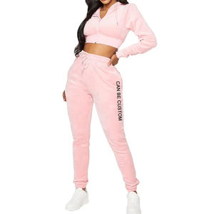 Survêtement court 2 pièces en molleton de coton pour femmes motif solide court en gros ensemble de survêtement de jogging vierge comprend un bas court - Product Image 5