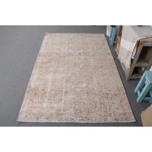 Turkish Vintage Area Rug 4.3x6.6 ft, <b>Brown</b> Gray Camouflage <b>Wool</b> Rug - Product Image 1