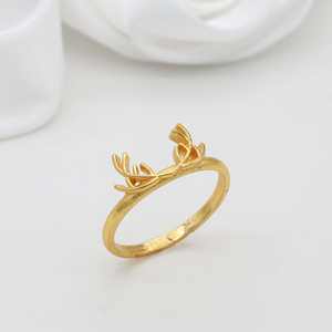 Anillo de asta de alce con corte de caradón para mujer, anillo de latón, joyería de moda, accesorios al por mayor para hombres, accesorios rellenos de oro de 18K - Product Image 4