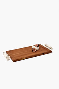 Luxury Wooden Food Serving Tray Set of 2 Different Sizes Bamboo Wood Dessert And <b>Chocolate</b> Serving Trays With Resin Handles - Product Image 3