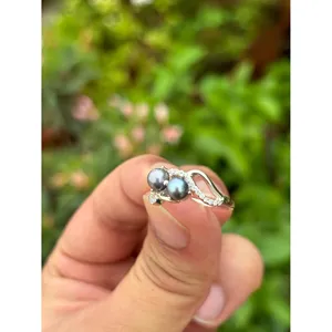 Bague en perle noire naturelle de Tahiti, argent sterling 925, bijoux en perles faits à la main, fournisseur en gros - Product Image 4