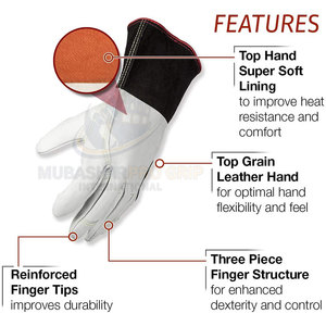 Nouveauté, gants de soudage de haute qualité, en cuir de vache et doublure en polaire, protection contre les éclaboussures de métal fondu, design personnalisable pour adultes - Product Image 5