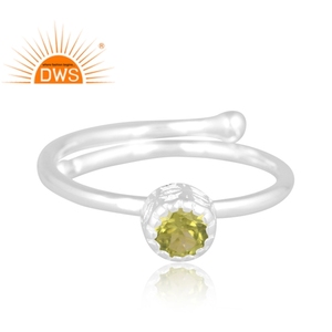 Hot selling fine sterling silver natural <b>Peridot</b> gemstone stackable <b>ring</b> custom jewelry manufacturer - Product Image 2