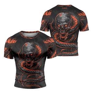 Rashguard d'entraînement MMA à manches courtes, respirant, extensible, écologique, séchage rapide, en Spandex/Polyester, avec logo personnalisé pour le grappling - Product Image 4