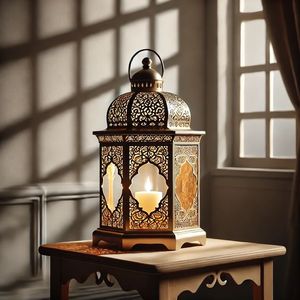 Lanterne décorative traditionnelle en métal Ramadan Kareem faite à la main parfaite pour les festivals culturels et le décor religieux - Product Image 6