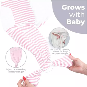 Enveloppe d'emmaillotage réglable pour bébé certifiée GOTS en coton biologique 100% avec étiquette et emballage de logo privé personnalisés - Product Image 2
