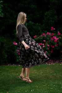 Vestido Midi Bohemio Floral Sophie Negro Marrón Algodón - Product Image 5