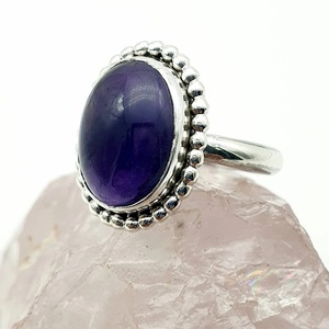 925 argent Sterling naturel violet améthyste bague concepteur ovale coupe lunette réglage classique pour mariage fiançailles anniversaire - Product Image 5