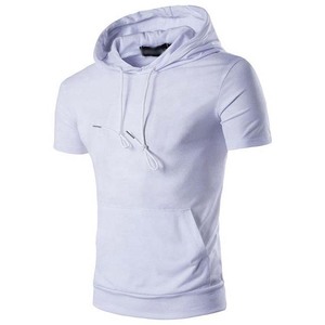 Sudaderas con capucha de manga corta de algodón 100% de peso ligero de verano básicas personalizadas para hombres, ropa de hombre, ropa de calle, servicio OEM - Product Image 2