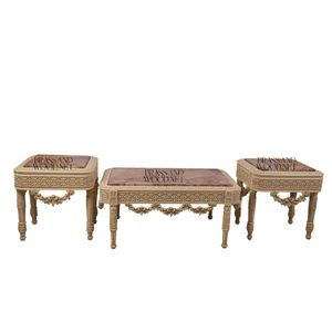 Ensemble de table basse en bois sculpté à la main de luxe - Product Image 1