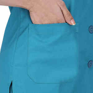 Ropa de hospital de dos piezas de mezclilla multicolor personalizada para mujer, bata de laboratorio de verano lavable, Top y pantalones, venta al por mayor - Product Image 5