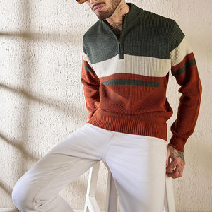 OEM personalizado de invierno de punto suéter de los hombres mejor diseñador de los hombres de encargo de media cremallera suéter para la venta - Product Image 2