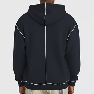 Sudadera con capucha extragrande personalizada con cremallera completa para hombre y mujer, estilo urbano con ribetes en contraste, chaqueta informal de moda. - Product Image 6