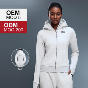 Ensemble de survêtement élégant pour femme, veste zippée et pantalon de jogging, tricot uni, 100% coton, manches longues, vêtements de sport, ensemble deux pièces - Product Image 4