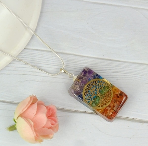 Colgante de energía de orgonita con logotipo de árbol de la vida, cristal colgante de 7 Chakras, orgón, Gema - Product Image 4