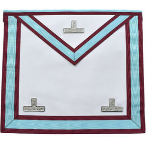 Delantal Masónico Clásico Ligero de Cuero Blanco con Bolsillo para el Grado de Maestro Venerable (WM) - Product Image 1