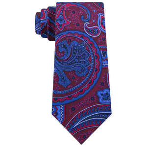 Cravatta da uomo Tommy Hilfiger Nightfall in seta paisley rosso scuro, taglia normale - Product Image 1