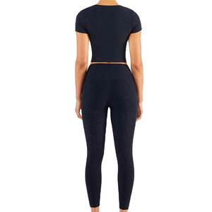 Oem Sportswear Gym Active Wear Ensembles pour femmes Soutien-gorge de sport pour le yoga Leggings à taille haute Ensemble de pantalons de yoga évasés Ensembles de vêtements de sport noirs - Product Image 3