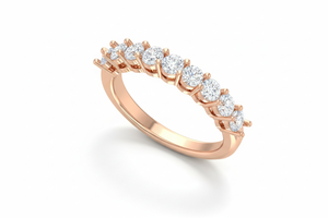 Anillo de Mujer de Oro de 14K con Nueve Diamantes Naturales de Corte Brillante Redondo |   Joyas de Moda Chapadas en Oro con Certificación IGI para Uso Diario - Product Image 3
