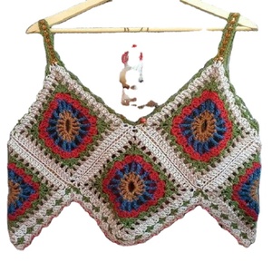 Fait à la main bohème crochet maillot de bain Sexy dos nu femmes plage natation glands ethnique Bikini Boho Crochet licou femmes haut - Product Image 1
