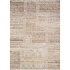 พรมขนสัตว์ถักมือสีเบจน้ำตาล รุ่น Re-1455 พรมอัฟกันสำหรับห้องนั่งเล่น ลายปะติดปะต่อ รูปทรงสี่เหลี่ยมผืนผ้า เหมาะสำหรับห้องโถงวัยรุ่น - Product Image 1