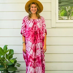 Premium Design Hand Made Tie Dye Long Kaftans For Women Beach Wear Binkini Cover Ups Cotton Maxi Dress at Wholesale Prices Bulk