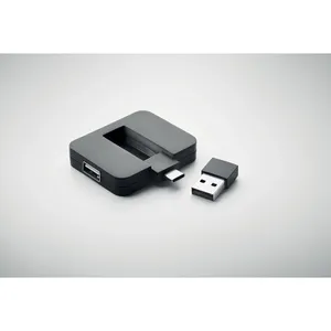ฮับ USB แบบสี่พอร์ต Custom Square-C ของขวัญส่งเสริมการขายสำหรับอุปกรณ์เสริมเทคโนโลยีส่วนบุคคล - Product Image 1