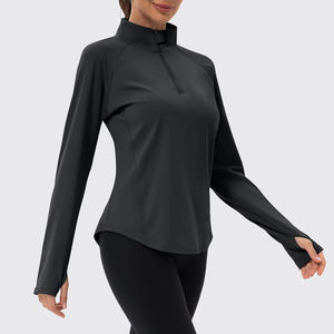 Sudadera con cuello levantado de lana de poliéster con logotipo Regular personalizado para mujer, jersey con media cremallera, sudadera para mujer, ropa con media cremallera - Product Image 4