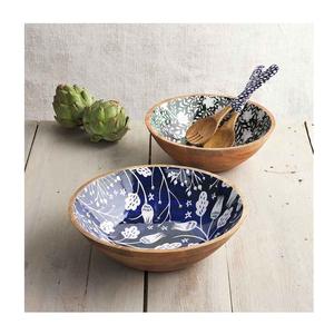 Ensaladera de madera hecha a mano con estampado de esmalte de calidad con utensilios, cuenco de vajilla ecológico y elegante para ensaladas de frutas - Product Image 6